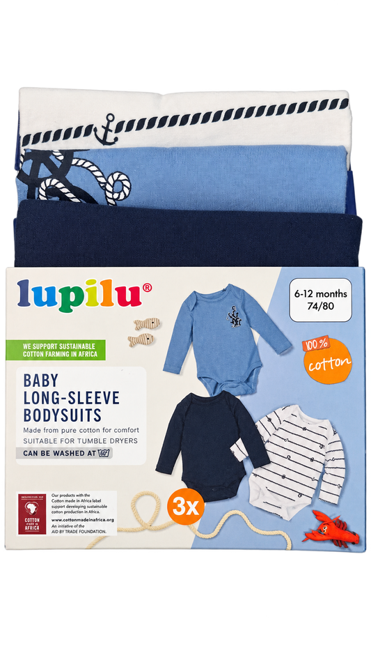 Lupilu Baby Organic Cotton Joggers 3-Pack +Lupilu Baby Long-Sleeve Bodysuits 3-Pack (3 sets)
