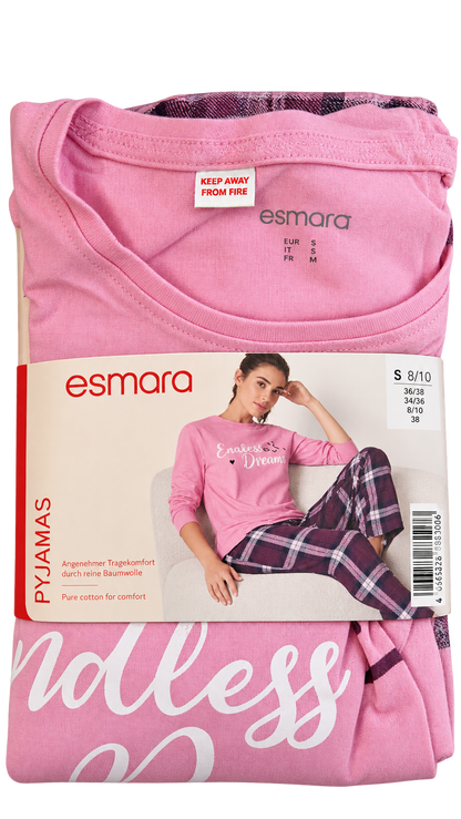 Esmara Women’s Pajama Set – Pink & Plaid