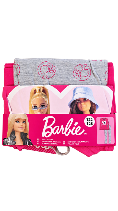 Barbie Girls’ Pajama Set – Pink & Grey