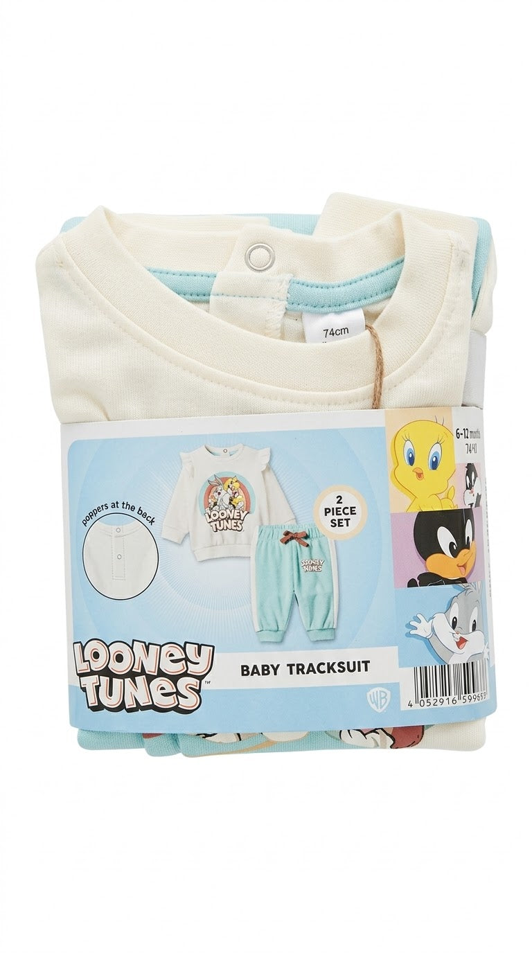 Looney Tunes Baby 2-Piece Tracksuit – Cream & Mint