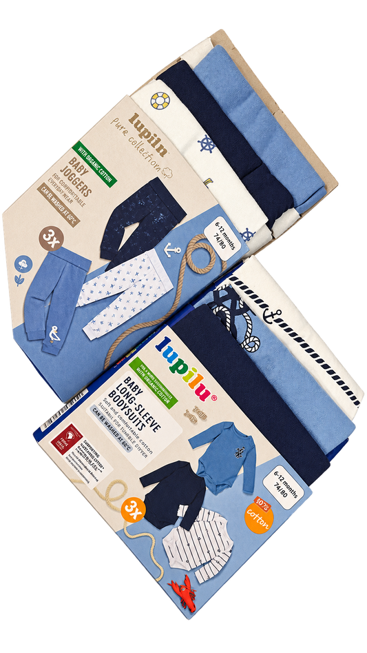 Lupilu Baby Organic Cotton Joggers 3-Pack +Lupilu Baby Long-Sleeve Bodysuits 3-Pack (3 sets)
