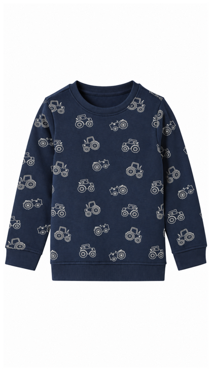 Lupilu Kids’ Tractor Print Sweatshirt +Print Joggers – Navy(set)