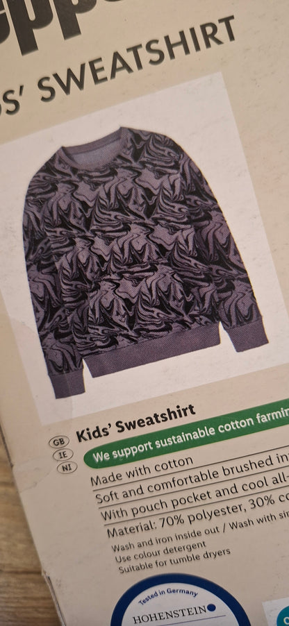 Pepperts Kids’ Sweatshirt – Grey Marble Print(fleece inside)