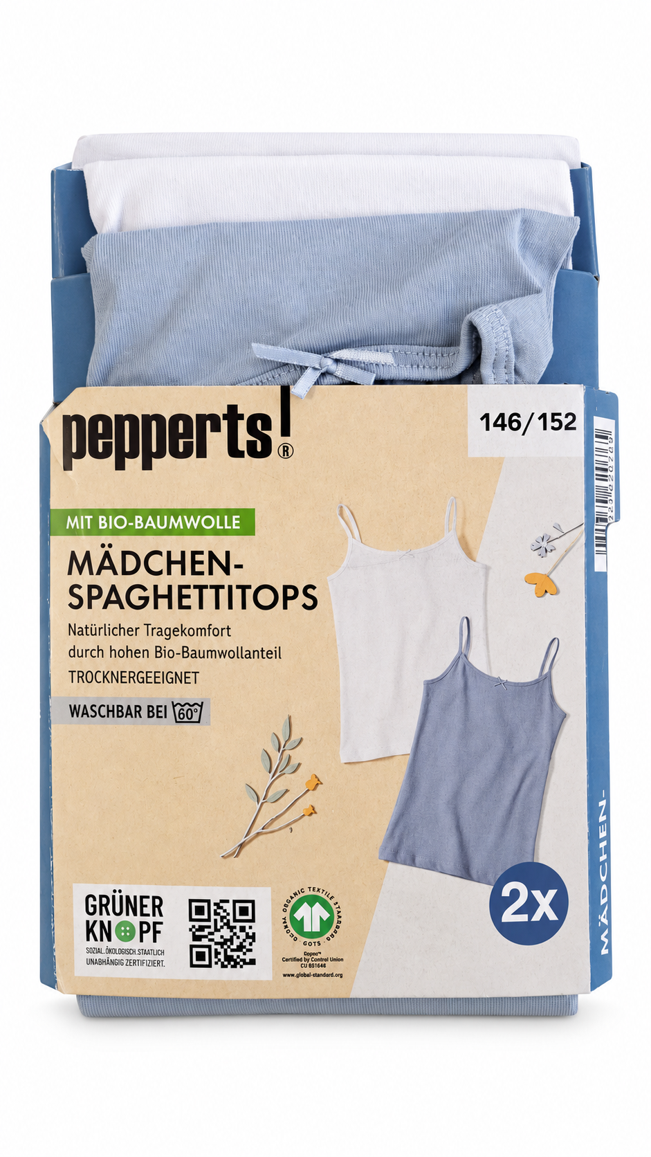 Pepperts Girls’ Spaghetti Tops – 2 Pack