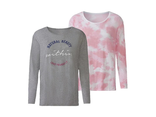 Esmara Women’s 2-Pack Long Sleeve Tops - Grey & Pink