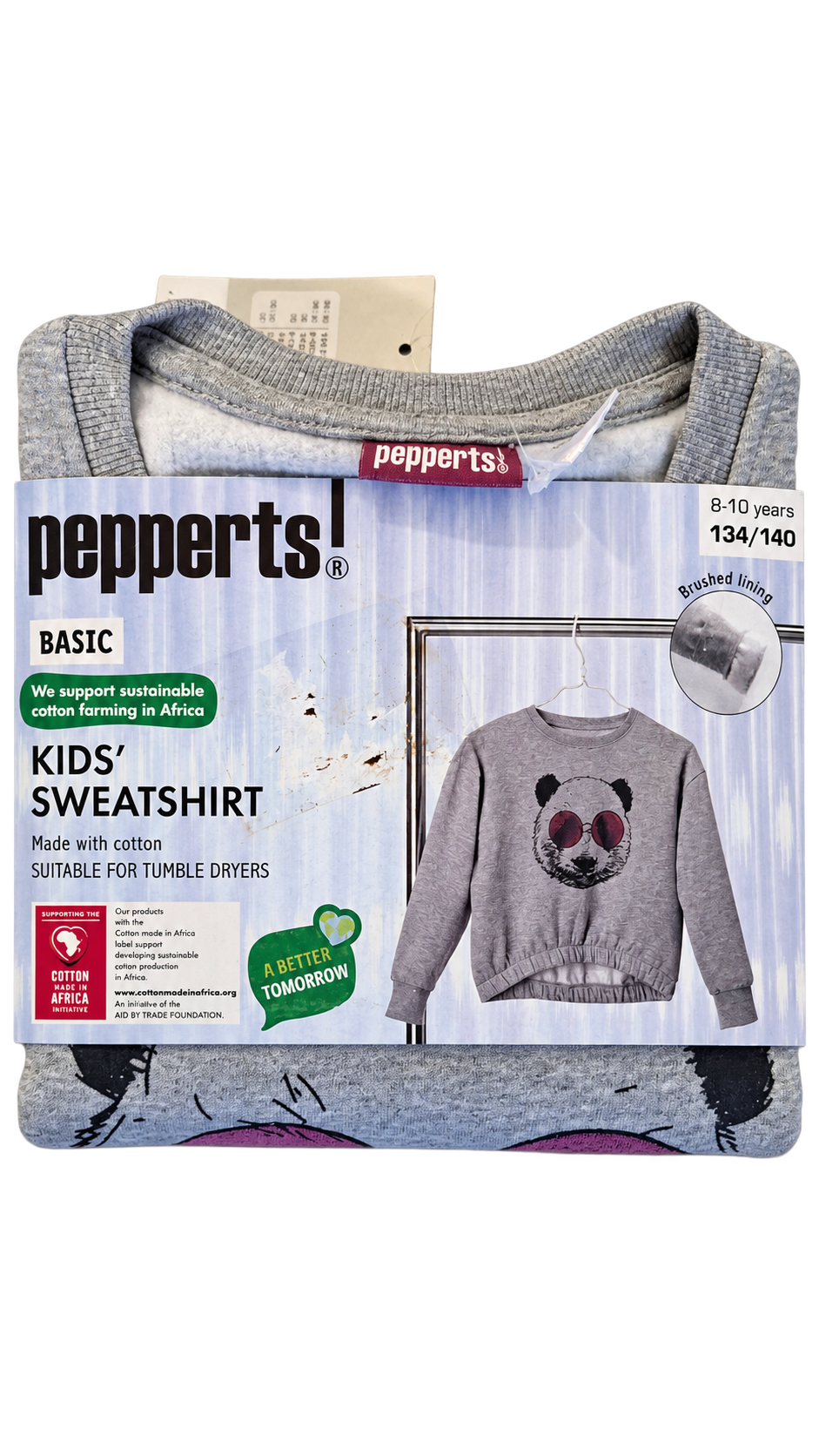 Pepperts Kids’ Sweatshirt – Grey Panda