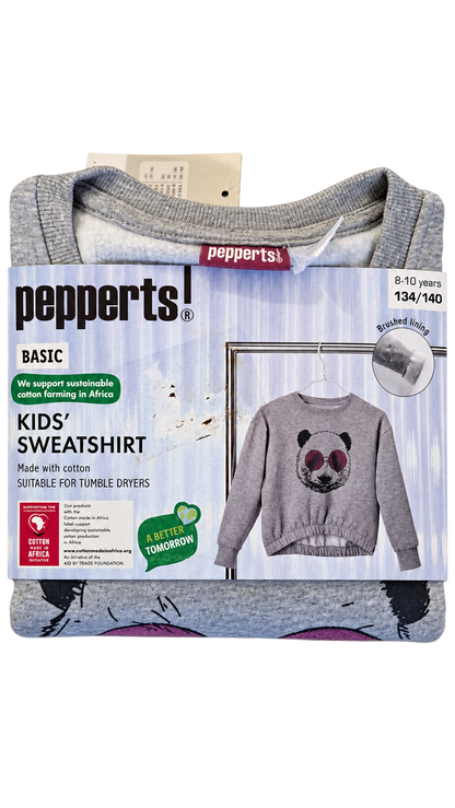 Pepperts Kids’ Sweatshirt – Grey Panda