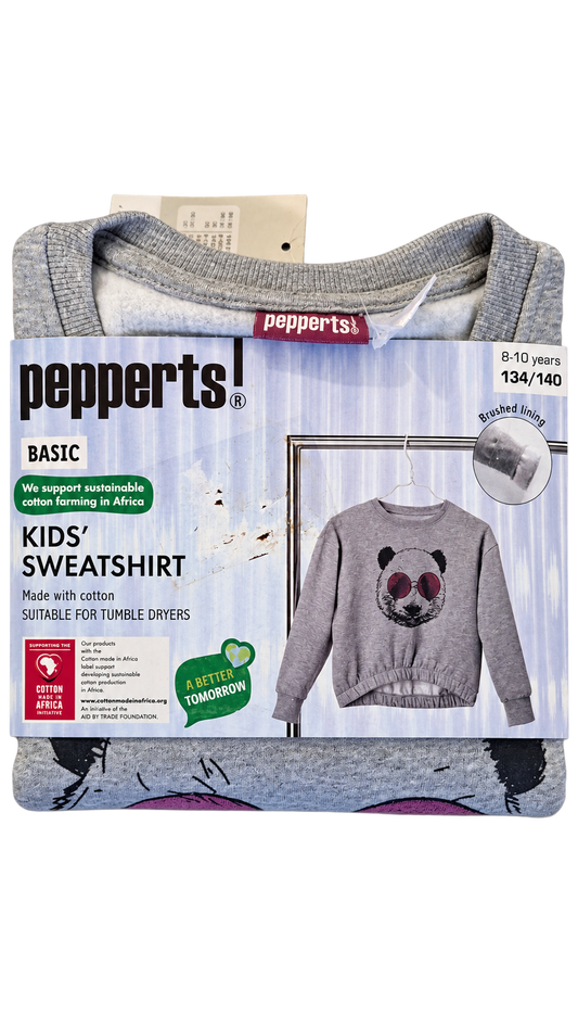 Pepperts Kids’ Sweatshirt – Grey Panda