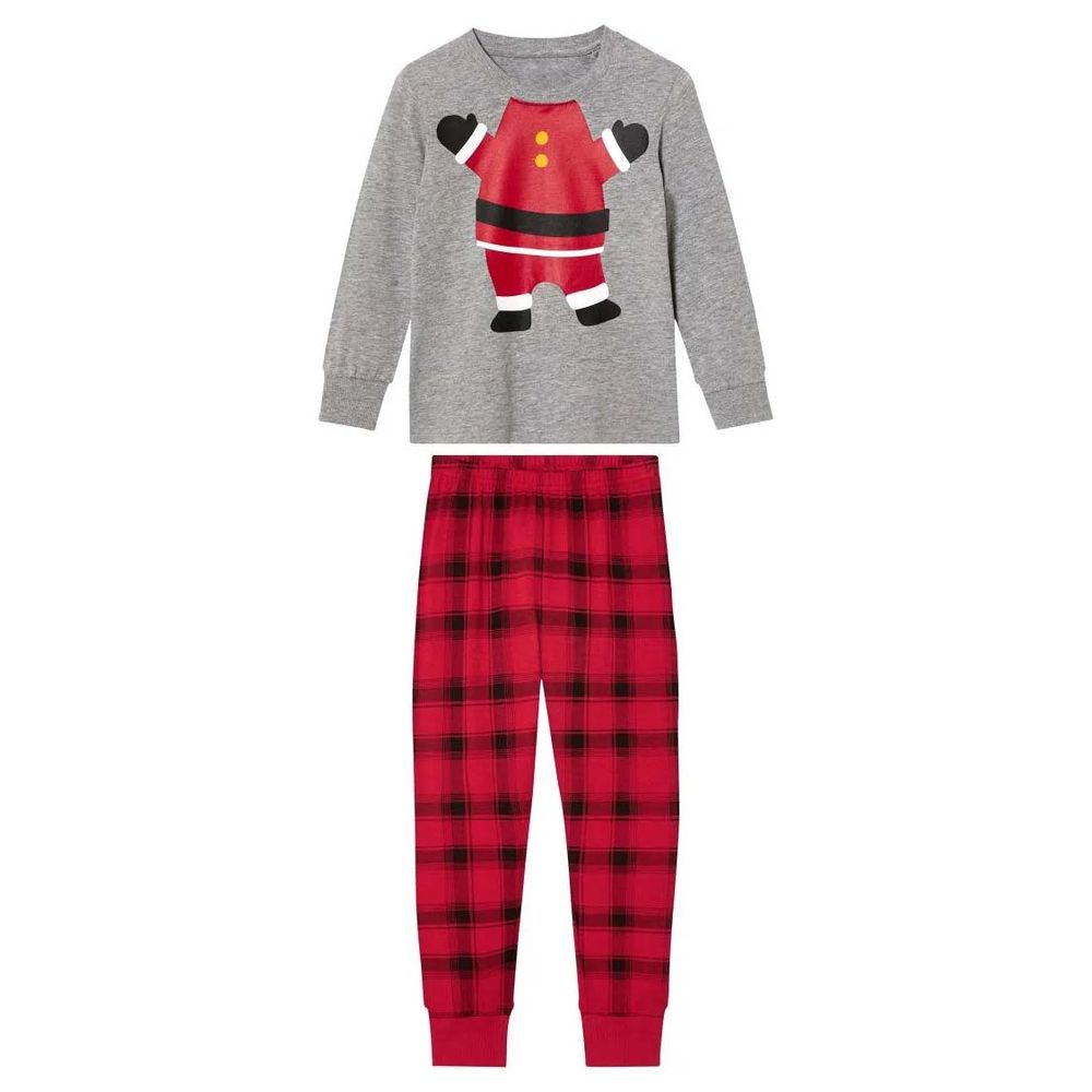 Lupilu Kids’ Christmas Pajama Set – Red & Grey