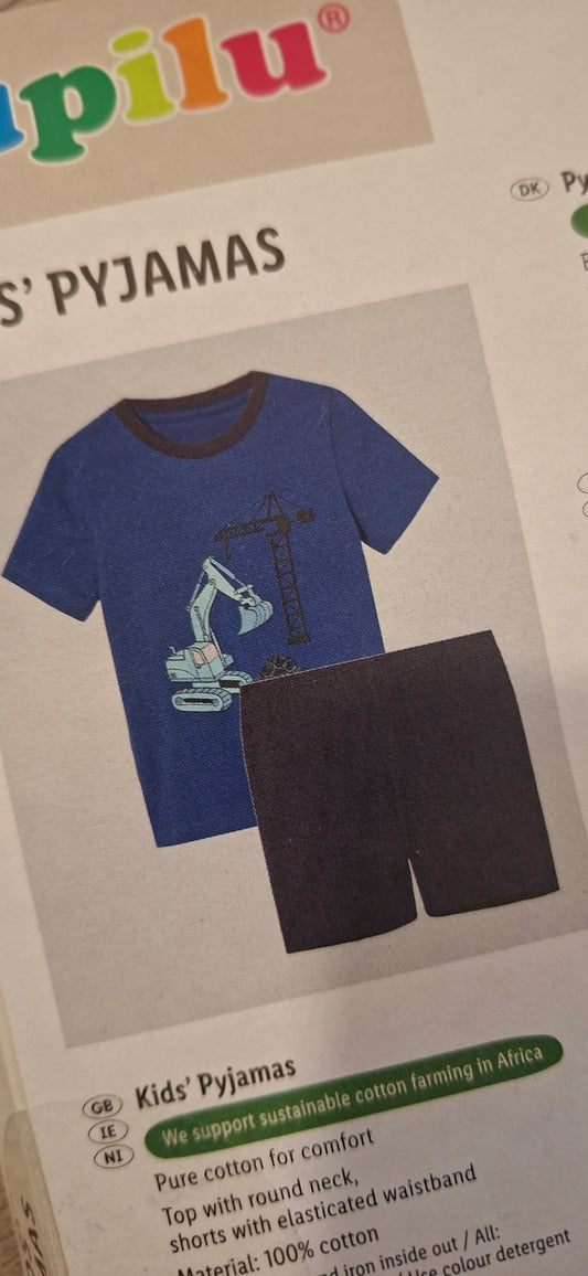 Lupilu Kids’ Construction Print Pyjama Set – Blue & Navy