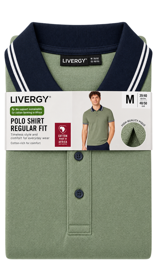Livergy Men’s Regular Fit Polo Shirt – Olive Green