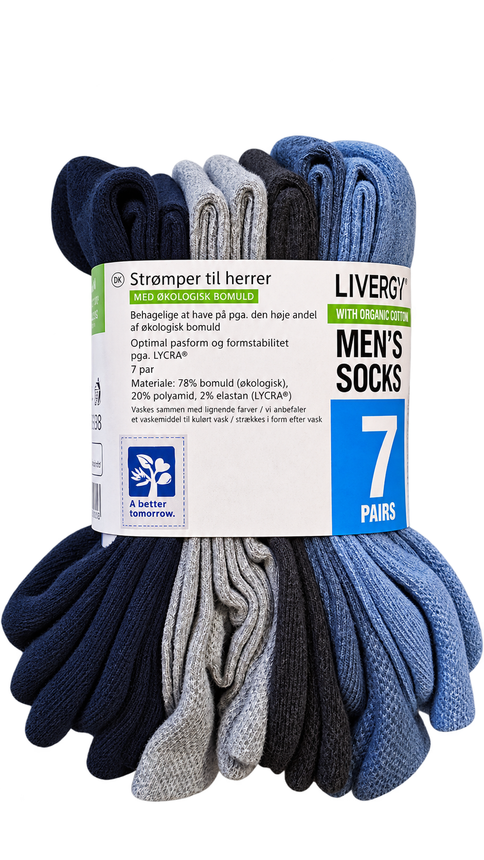 Livergy Men’s Socks 7-Pack – Mixed Blue & Grey