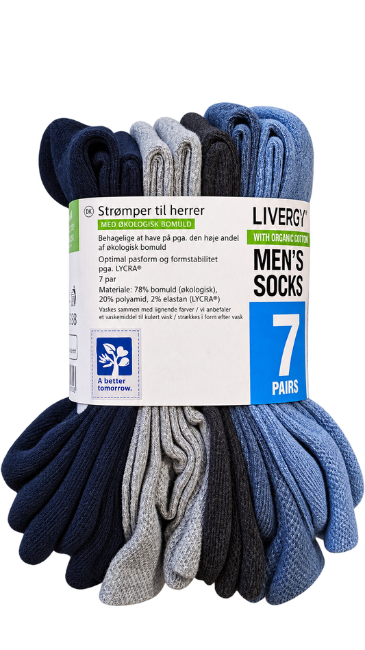 Livergy Men’s Socks 7-Pack – Mixed Blue & Grey