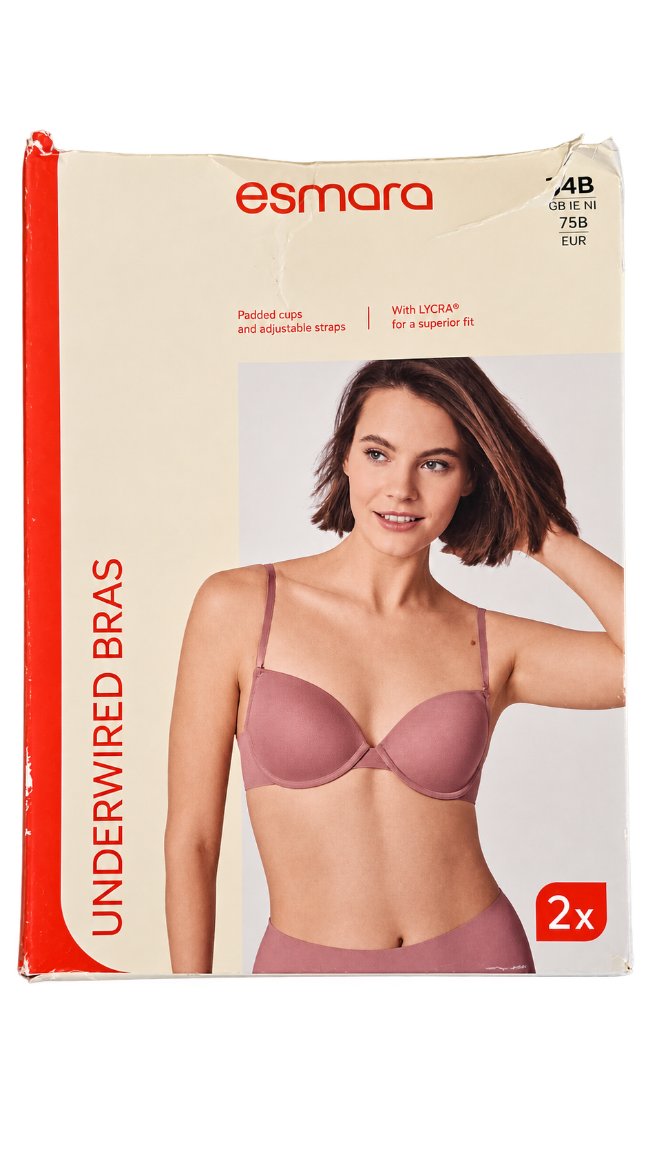 Esmara Women’s Underwired Bras 2-Pack – Rose and white