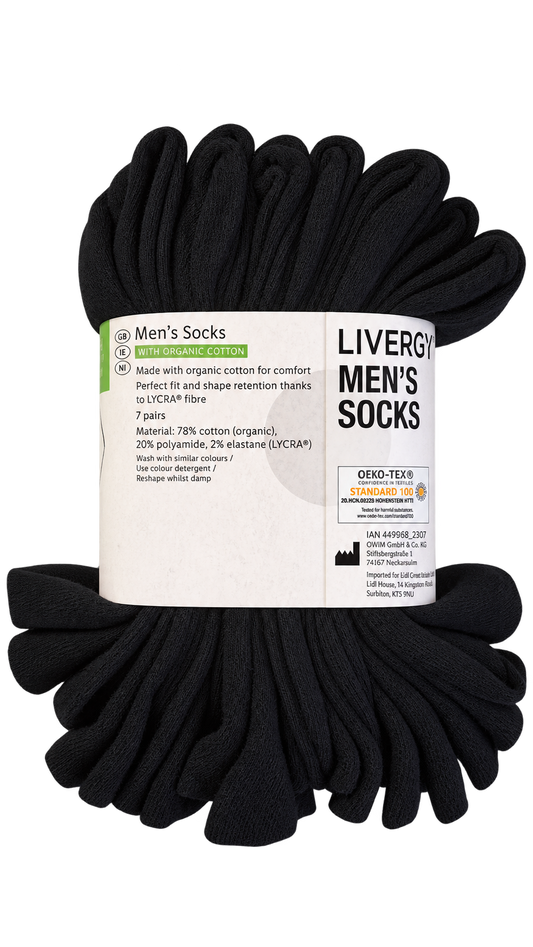 Livergy Men’s Socks 7-Pack – Black