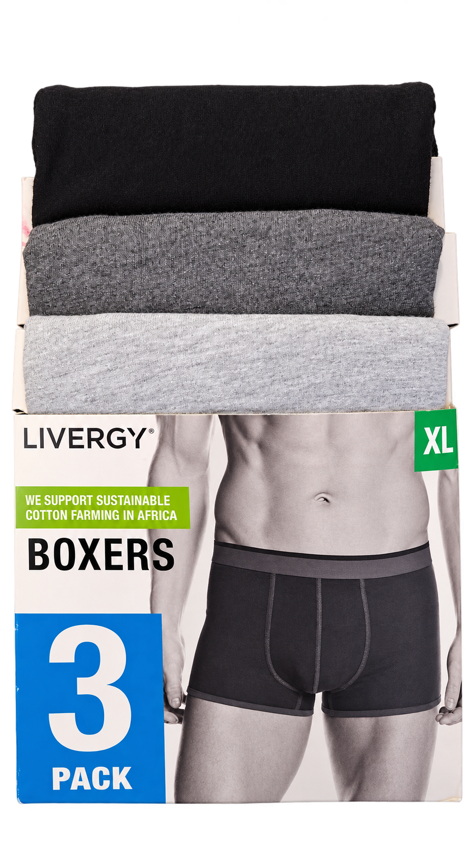 Livergy Men’s Boxers 3-Pack – Black & Grey