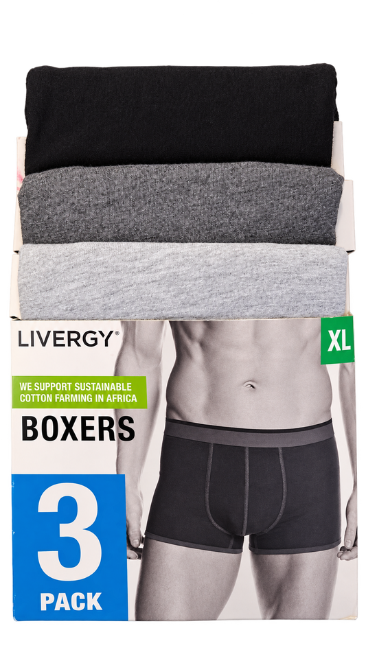 Livergy Men’s Boxers 3-Pack – Black & Grey