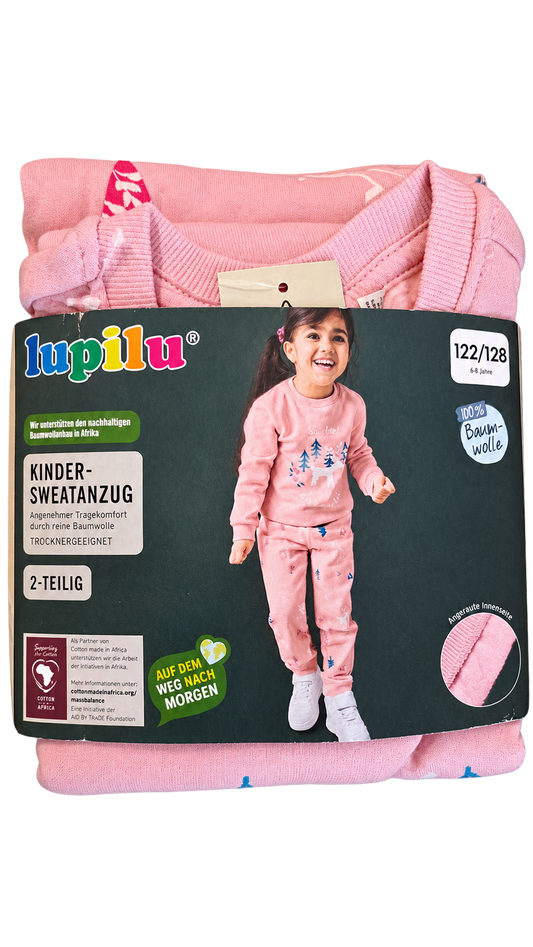 Lupilu Kids’ 2-Piece Sweat Set – Pink(fleece inside)