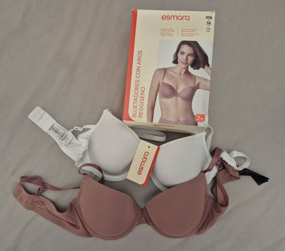 Esmara Women’s Underwired Bras 2-Pack – Rose and white