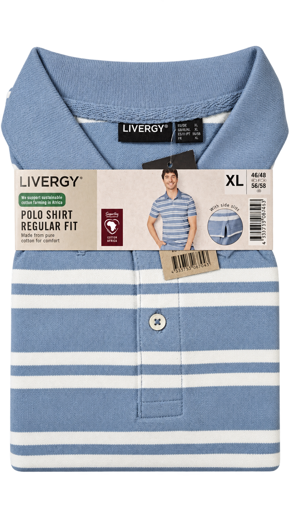 Livergy Men’s Regular Fit Polo Shirt – Blue Striped