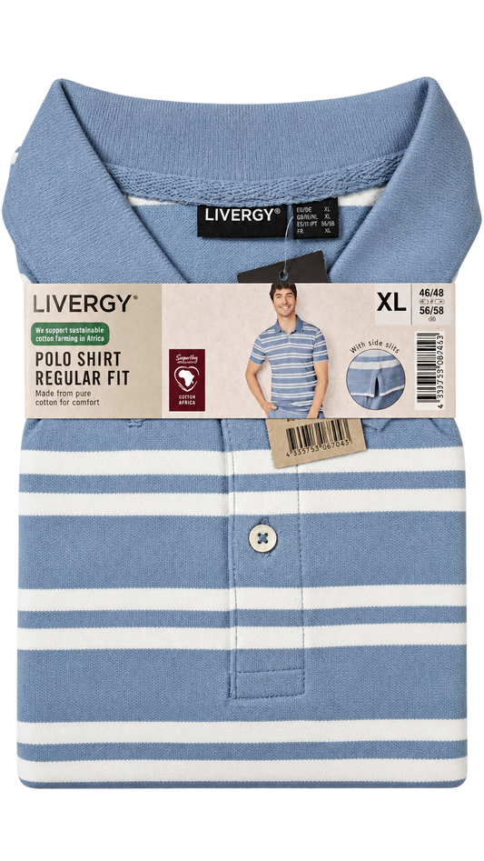 Livergy Men’s Regular Fit Polo Shirt – Blue Striped