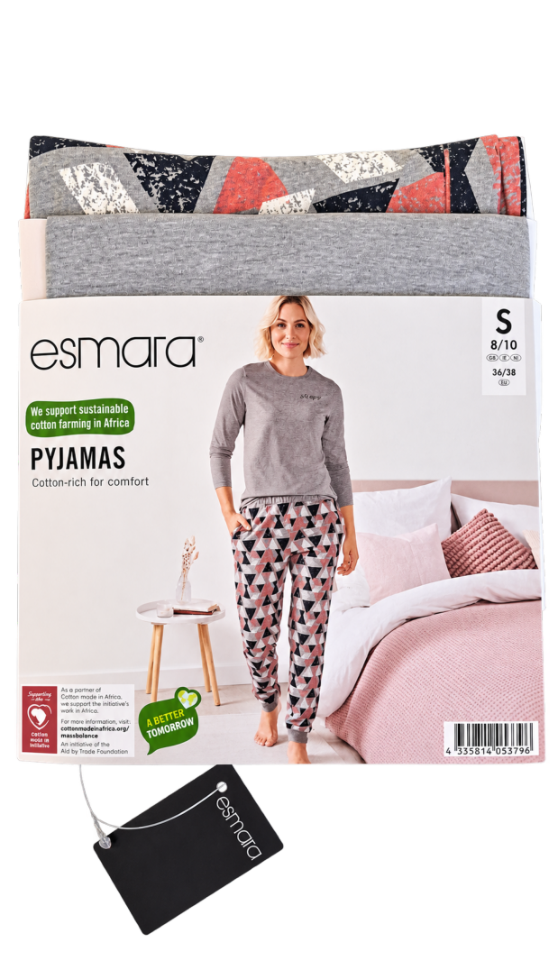 Esmara Women’s Pyjama Set – Grey & Geometric Print