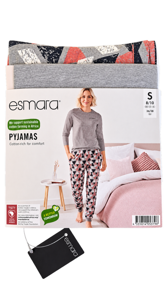 Esmara Women’s Pyjama Set – Grey & Geometric Print