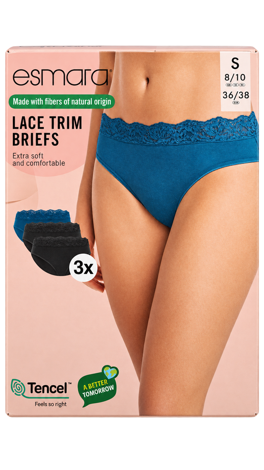 Esmara Women’s Lace Trim Briefs 3-Pack