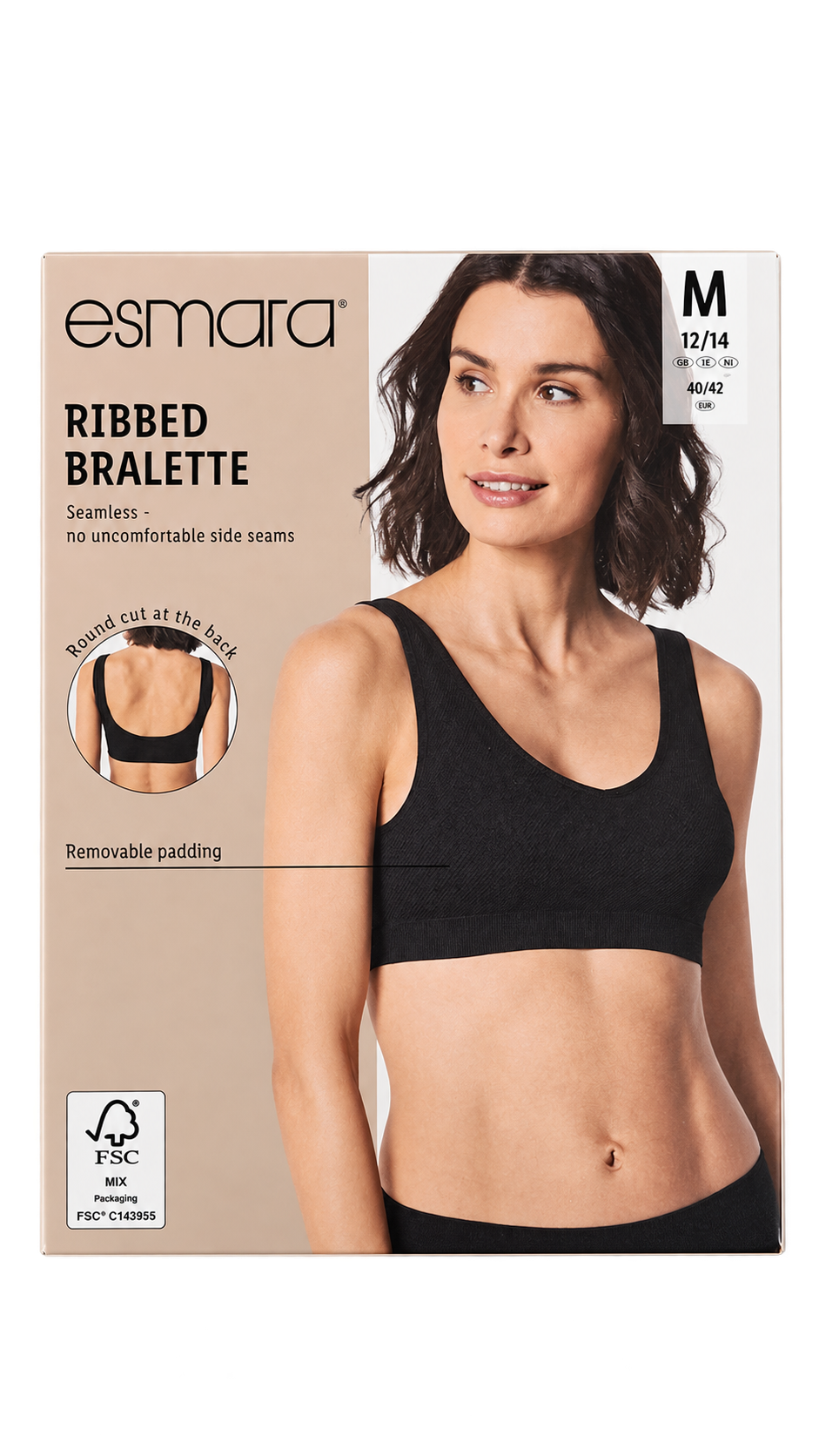 Esmara Women’s Ribbed Bralette – Black