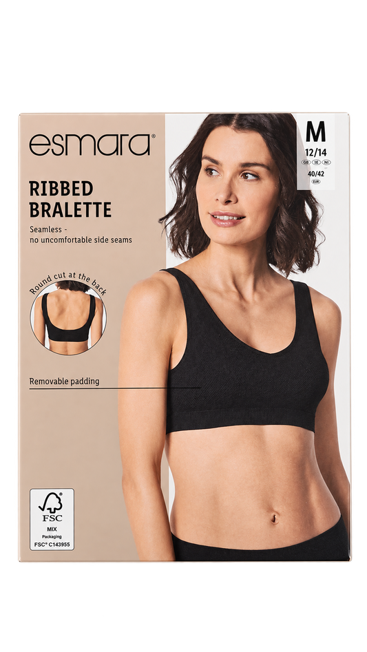 Esmara Women’s Ribbed Bralette – Black