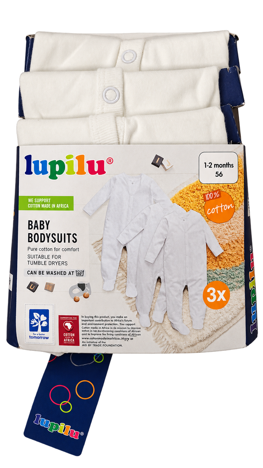 Lupilu Baby Bodysuits – 3 Pack White