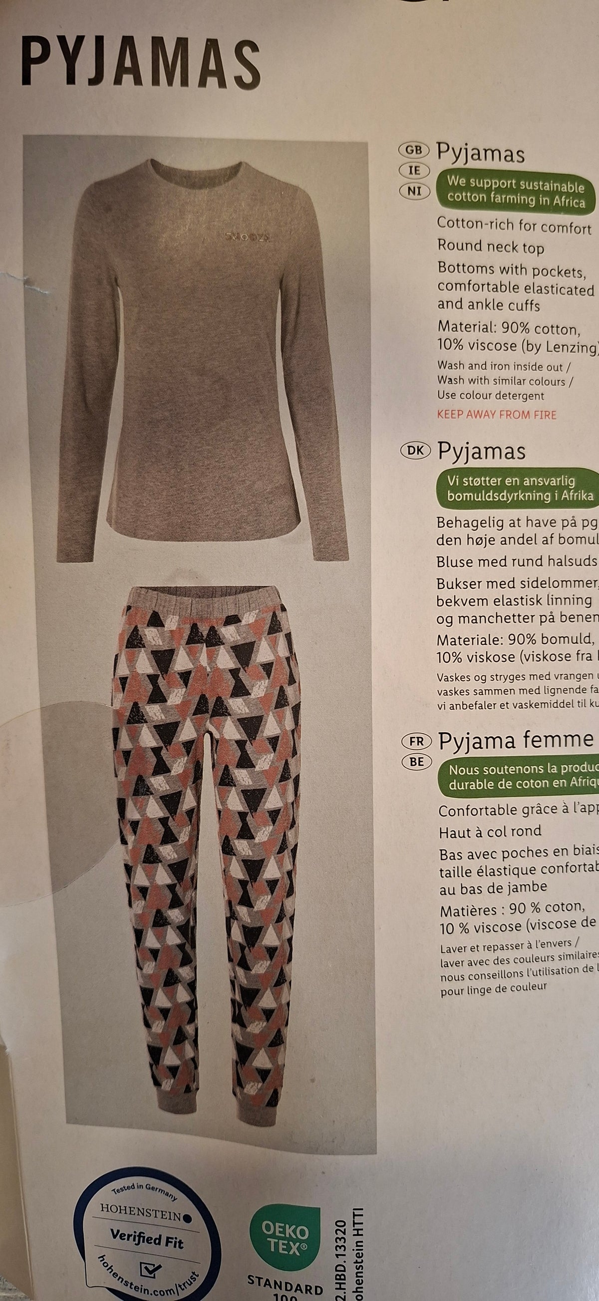 Esmara Women’s Pyjama Set – Grey & Geometric Print