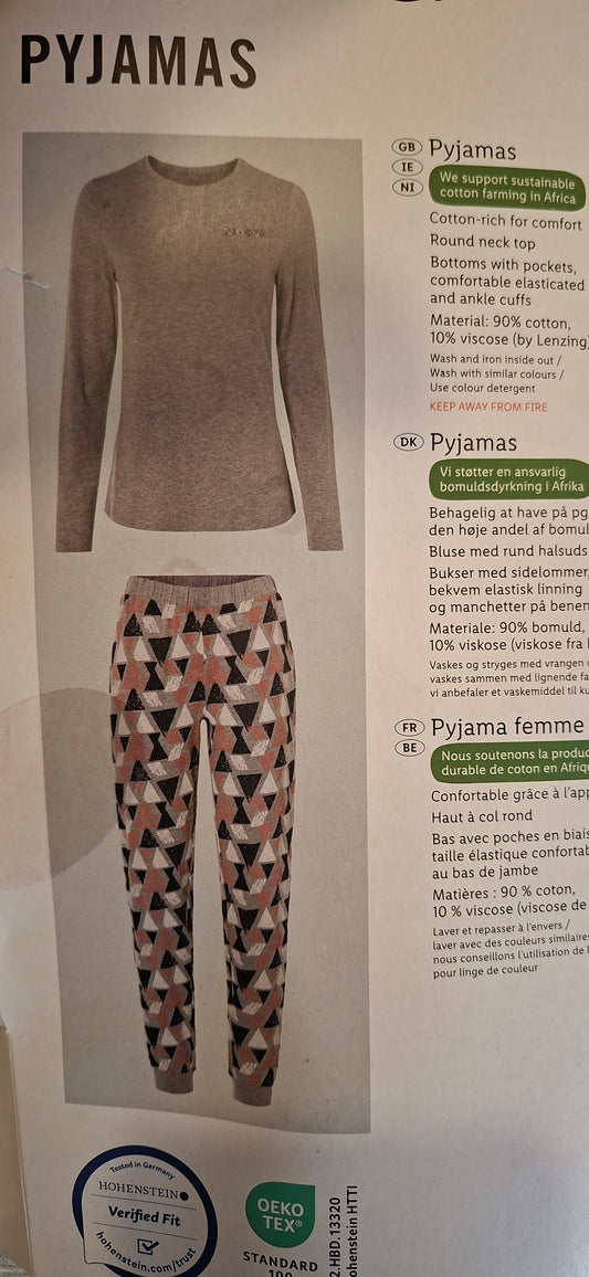 Esmara Women’s Pyjama Set – Grey & Geometric Print