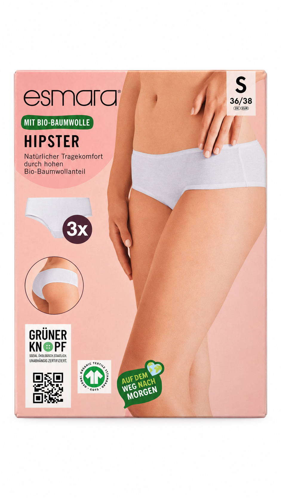 Esmara Women’s Organic Cotton Hipster Briefs 3-Pack – White